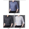 High-quality men's spring and autumn striped, seamless, single-sided long-sleeved shirt, a casual and elegant formal shirt for middle-aged and young people details Picture